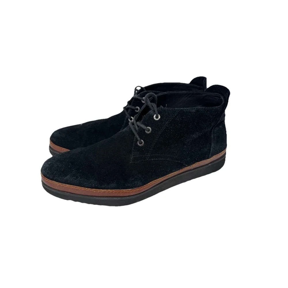 🔥BUGATCHI 🎱Black Suede Chukka Boots - Mid Top Lace‎ Up - Luxury Designer -11